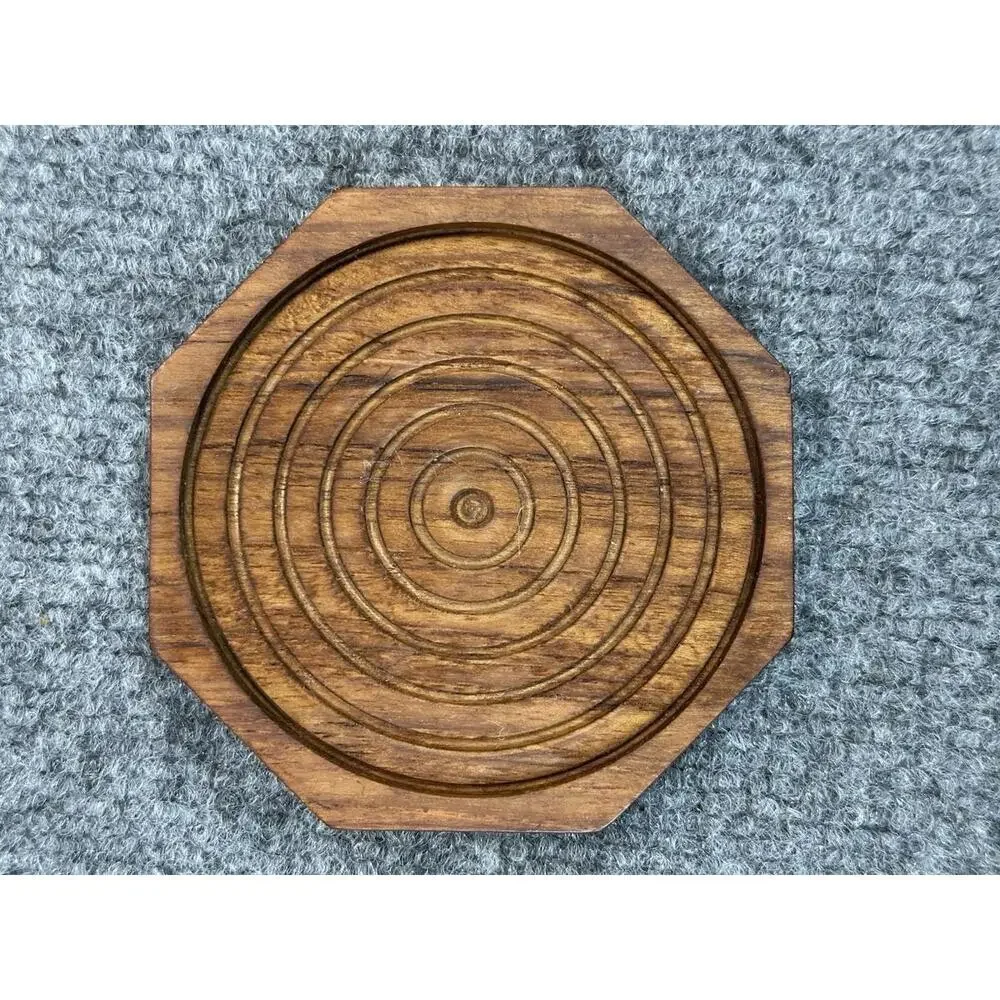 Vintage KALMAR Teak Wood‎ WOODEN COASTER  CADDY Set Of 6  HEXAGON SHAPE
